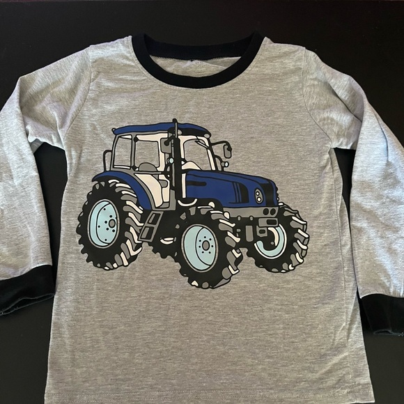 Kids Gray Tractor Pajama Top - Picture 1 of 5